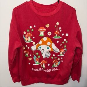 SANRIO Cinnamoroll Graphic Pullover Sweater Comfy Casual Med Pink